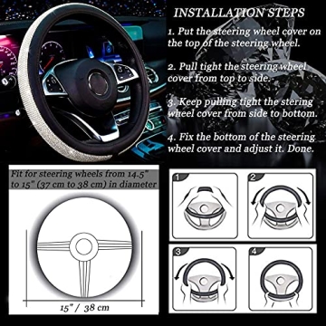 Stylish Diamond Leather Steering Wheel Cover with Bling
