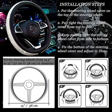 Stylish Diamond Leather Steering Wheel Cover with Bling