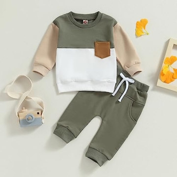 Toddler Color Block Pullover & Joggers - Stylish Winter Set