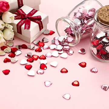 Chengu 200 Pcs Acrylic Heart Rhinestones for DIY Crafts