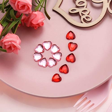 Chengu 200 Pcs Acrylic Heart Rhinestones for DIY Crafts