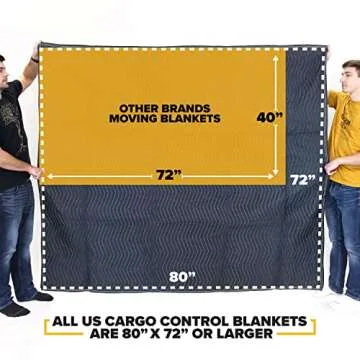 US Cargo Control Moving Blankets 80"x72" MBMEGA85 Mega Mover, (85 lb/doz weight), Professional Quilted Large Moving Blankets, Furniture Packing Pads for Shipping, Cargo Blanket, 4-Pack, Blue