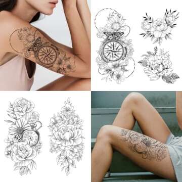 Yazhiji 49 Sheets Waterproof Temporary Tattoos for Women