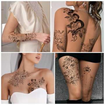 Yazhiji 49 Sheets Waterproof Temporary Tattoos for Women