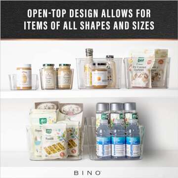 BINO | Plastic Organizer Bins, Small - 4 Pack | The SOHO Collection | Multi-Use Organizer Bins | Pantry Organizer & Freezer Organizer Bins | Plastic Storage Containers | Bins for Home & Kitchen Org