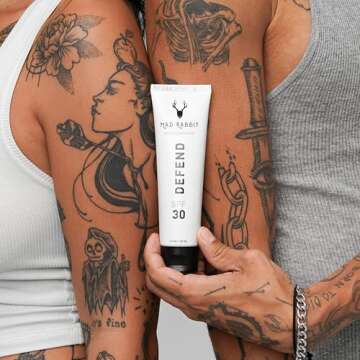 Mad Rabbit Defend Tattoo Sunscreen- SPF 30 100mL Tube- Mineral Sunscreen Lotion - Tattoo Fade Protection and Moisturizer, Anti-Aging Formula