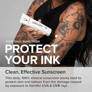 Mad Rabbit Defend Tattoo Sunscreen- SPF 30 100mL Tube- Mineral Sunscreen Lotion - Tattoo Fade Protection and Moisturizer, Anti-Aging Formula