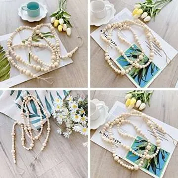 Ochine Wood Bead Garland 7.2 Feet for Rustic Decor