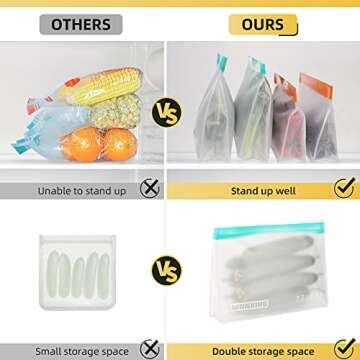 Reusable Stand Up Leakproof Freezer Bags for Food Storage