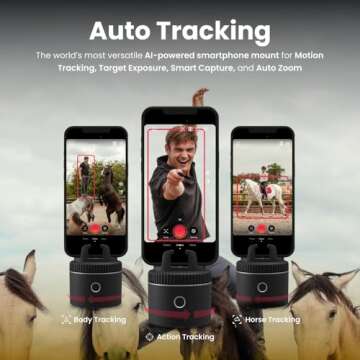 Pivo Equestrian Silver Starter Pack, Auto Face, Body, Horse Phone Tracking Holder, Ai-Powered 360° ...