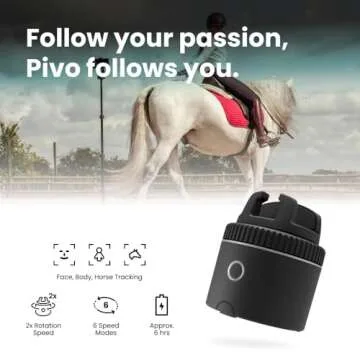 Pivo Equestrian Silver Starter Pack, Auto Face, Body, Horse Phone Tracking Holder, Ai-Powered 360° Rotation, Remote Control for Hands-Free Video Recording with Smart Mount and Travel Case