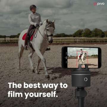Pivo Equestrian Silver Starter Pack, Auto Face, Body, Horse Phone Tracking Holder, Ai-Powered 360° Rotation, Remote Control for Hands-Free Video Recording with Smart Mount and Travel Case
