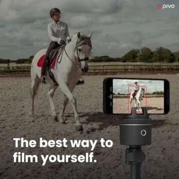 Pivo Equestrian Silver Starter Pack, Auto Face, Body, Horse Phone Tracking Holder, Ai-Powered 360° Rotation, Remote Control for Hands-Free Video Recording with Smart Mount and Travel Case