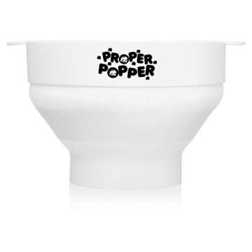 The Original Proper Popper Microwave Popcorn Popper, Silicone Popcorn Maker, Collapsible Bowl BPA Free & Dishwasher Safe - (White)