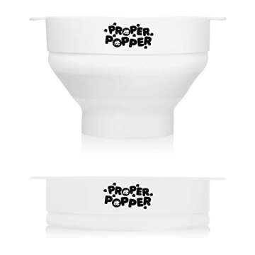 The Original Proper Popper Microwave Popcorn Popper, Silicone Popcorn Maker, Collapsible Bowl BPA Free & Dishwasher Safe - (White)