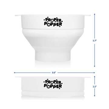 The Original Proper Popper Microwave Popcorn Popper, Silicone Popcorn Maker, Collapsible Bowl BPA Free & Dishwasher Safe - (White)