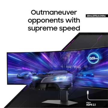 Samsung 49" Odyssey OLED G9 (G95SC) Series Curved Smart Gaming Monitor, 240Hz, 0.03ms, AMD Freestyle Premium Pro, G-Sync Compatible, Dual QHD, Neo Quantum Processor Pro, LS49CG954SNXZA, 2023