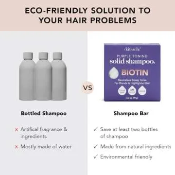 Kitsch Toning Purple Shampoo Bar for Blonde Hair with Biotin for Strengthening Hair & Neutralizing Brassy Tones | Vegan Solid Shampoo Bar for Hair Shine | Zero Waste, 3.2 oz