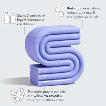 Kitsch Toning Purple Shampoo Bar for Blonde Hair with Biotin for Strengthening Hair & Neutralizing Brassy Tones | Vegan Solid Shampoo Bar for Hair Shine | Zero Waste, 3.2 oz