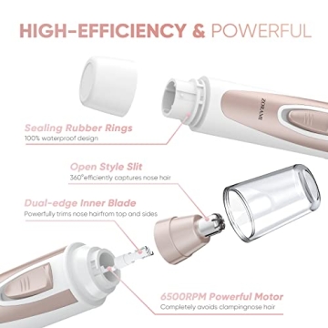 ZORAMI Cordless Ear and Nose Hair Trimmer for Fast Grooming
