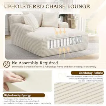 Oversized Chaise Lounge Chair with 3 Pillows for Comfort