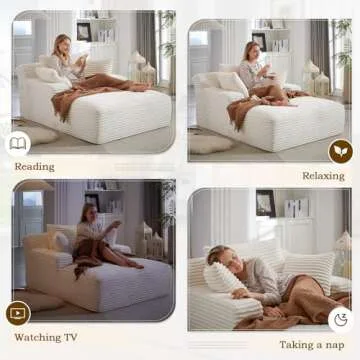 Oversized Chaise Lounge Chair with 3 Pillows for Comfort