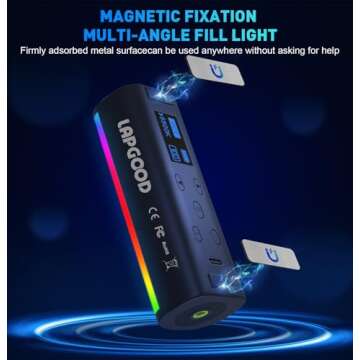Lapgood Magnetic Handheld Light Wand 360° Portable RGB Tube Light 2500-9000K LED Video Light Stick ...
