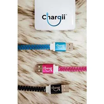 ZipChargii - Universal Zipping Charging Cord - Android & Apple 3-in-1 Charger Cable - Home, Car & Travel Use - Apple, Micro USB, USB-C Cables - Blue