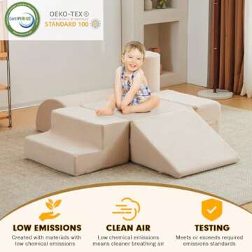 jela Foam Blocks 6Pcs Soft Play Equipment Luxury Miss Fabric, Toddler Climbing Toys Indoor Soft Play...