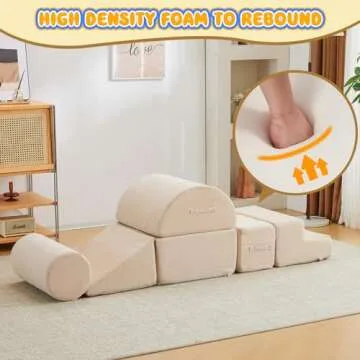 jela Foam Blocks 6Pcs Soft Play Equipment Luxury Miss Fabric, Toddler Climbing Toys Indoor Soft Play Climbing for Toddlers, Lightweight Climbing Blocks for Babies, Kids, Climb and Crawl Foam Playset