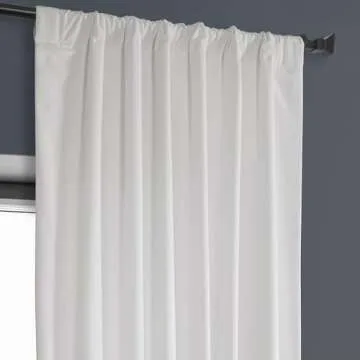 HPD Half Price Drapes Heritage Plush Velvet Curtains 108 Inches Long Room Darkening Curtains for Bedroom & Living Room 50W x 108L, (1 Panel), Pillow White