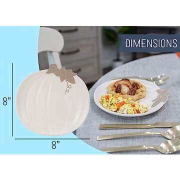 Nat & Jules Pumpkin Shaped 8 x 8 Inch Ceramic Small Dining Plates: Perfect for Thanksgiving, Hallowe...