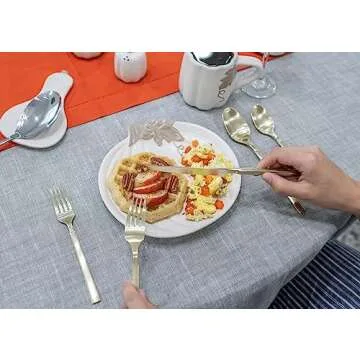 Nat & Jules Pumpkin Shaped 8 x 8 Inch Ceramic Small Dining Plates: Perfect for Thanksgiving, Halloween and Indoor Fall Table Décor & Service - Set of 4, White