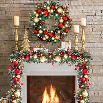 Luxury Christmas Wreath with 50 LED Lights for Door