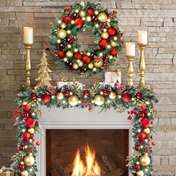 Luxury Christmas Wreath with 50 LED Lights for Door