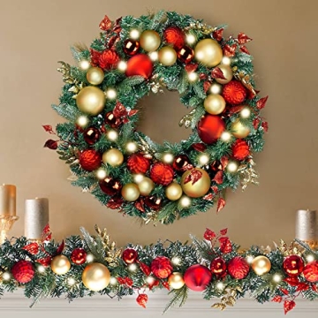 Luxury Christmas Wreath with 50 LED Lights for Door