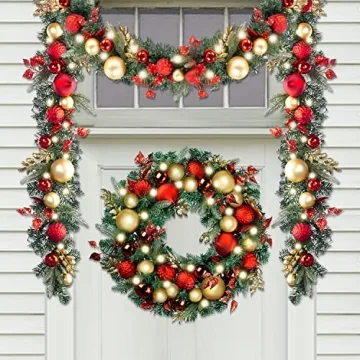 Luxury Christmas Wreath with 50 LED Lights for Door