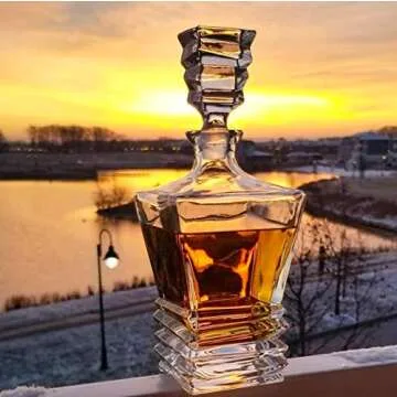 27oz Whiskey Decanter Set & Glass Set – Premium Crystal Liquor Decanter for Scotch, Bourbon, Whisky, Cognac, Tequila – Luxurious Glass Decanter Sets for Men & Women