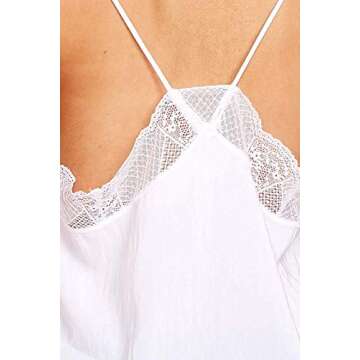 Astylish Women Summer Ruffle V Neck Spaghetti Strap Cami Tank Tops Casual Sleeveless Shirts Blouses Small 4 6 White