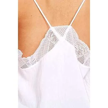 Astylish Women Summer Ruffle V Neck Spaghetti Strap Cami Tank Tops Casual Sleeveless Shirts Blouses Small 4 6 White