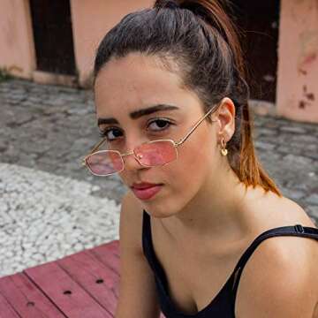 VACRONA Gold Heart Hoop Earrings Huggie Earrings for Women 14k Gold Plated Small Hoops Earrings