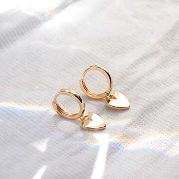 VACRONA Gold Heart Hoop Earrings Huggie Earrings for Women 14k Gold Plated Small Hoops Earrings