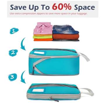 Dec-Mec 4/6 Set Compression Packing Cubes with Tag Holders for Travel, Expandable Packing Organizers...