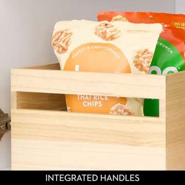 iDesign Paulownia Wood Pantry Storage Bin with Handles - Set of 2 - Natural