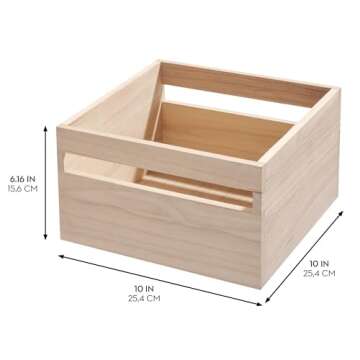 iDesign Paulownia Wood Pantry Storage Bin with Handles - Set of 2 - Natural