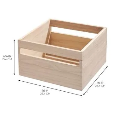 iDesign Paulownia Wood Pantry Storage Bin with Handles - Set of 2 - Natural
