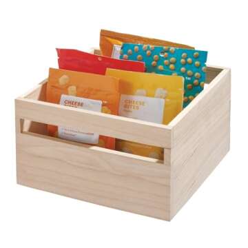 iDesign Paulownia Wood Pantry Storage Bin with Handles - Set of 2 - Natural