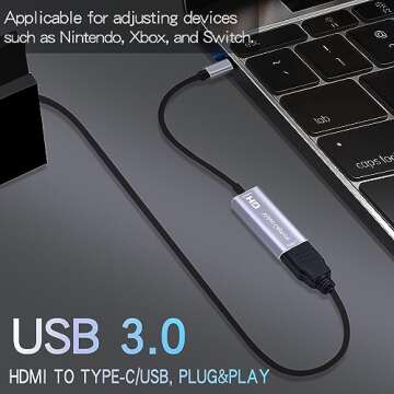 4K HDMI Capture Card, Cam Link Video Capture Card HDMI to 1080P Type-C for Windows Mac OS System for...