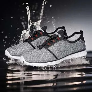 DOUSSPRT Men's Water Shoes Quick Drying Sports Aqua Shoes GreyWhite Size 12