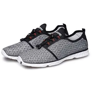 DOUSSPRT Men's Water Shoes Quick Drying Sports Aqua Shoes GreyWhite Size 12